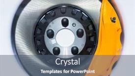  Presentation with brake - PPT theme featuring brake-disc-with-pads-assembly background and a ocean colored foreground