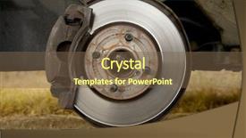  Presentation with wheel - Cool new slide deck with shock absorber - brakes on a car backdrop and a tawny brown colored foreground