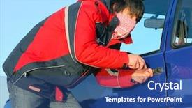  Presentation with car door - Theme consisting of braking door of a car background and a ocean colored foreground