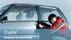  Presentation with car door - Colorful PPT layouts enhanced with braking door of a car backdrop and a teal colored foreground