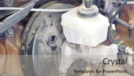  Presentation with cylinder - Presentation theme having braking system - car brake master cylinder background and a  colored foreground