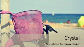  Presentation with bicycles - Audience pleasing slides consisting of braking system - closeup of some bicycles locked backdrop and a  colored foreground