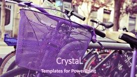  Presentation with bicycles - Amazing slide deck having braking system - closeup of some bicycles locked backdrop and a violet colored foreground