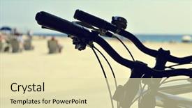  Presentation with bicycles - Cool new slide deck with braking system - closeup of some bicycles parked backdrop and a soft green colored foreground