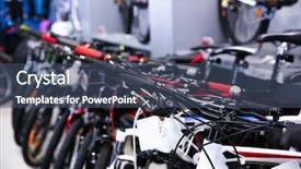  Presentation with bicycles - Cool new PPT layouts with braking system - modern new bicycles in shop backdrop and a ocean colored foreground