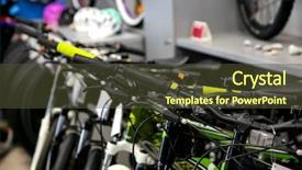  Presentation with bicycles - Beautiful slide deck featuring braking system - modern new bicycles in shop backdrop and a tawny brown colored foreground