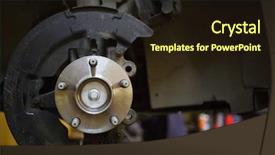  Presentation with station - Presentation theme consisting of braking system of machine background and a wine colored foreground