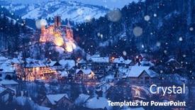  Presentation with transylvania - Presentation design enhanced with bran castle in snowfall background and a ocean colored foreground