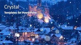  Presentation with transylvania - Beautiful presentation design featuring bran castle in snowfall backdrop and a ocean colored foreground