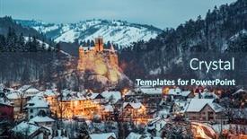  Presentation with romania - PPT layouts enhanced with bran or dracula castle background and a ocean colored foreground