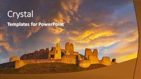  Presentation with western society - Audience pleasing presentation theme consisting of branc-ruins-near-myjava-western backdrop and a tawny brown colored foreground