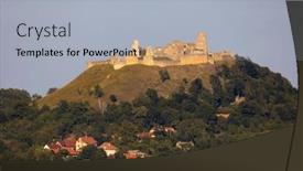  Presentation with western frontier - Slide deck consisting of branc-ruins-near-myjava-western background and a light blue colored foreground