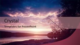  Presentation with calm - Amazing PPT theme having calm lake with autumn trees backdrop and a  colored foreground
