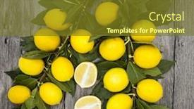  Presentation with lemons - Audience pleasing slide deck consisting of branch of fresh juicy sicilian lemons on a wooden background backdrop and a tawny brown colored foreground