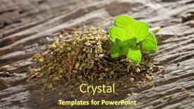  Presentation with dry - Beautiful slides featuring branch-of-fresh-origanum backdrop and a tawny brown colored foreground