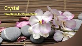  Presentation with orchid - Presentation design having branch orchid with stones on bamboo stick straw mat background and a tawny brown colored foreground
