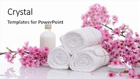  Presentation with cherry - PPT theme featuring branch pink cherry on three background and a white colored foreground