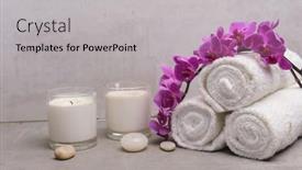  Presentation with pink white - Beautiful slide deck featuring branch-pink-orchid-flower backdrop and a light gray colored foreground