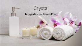  Presentation with pink white - PPT theme consisting of branch-pink-white-orchid-flower background and a light gray colored foreground