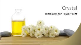  Presentation with zen - Beautiful presentation design featuring branch white flower and zen rock massage oil on mat backdrop and a white colored foreground