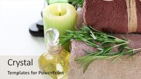  Presentation with spa concept - Beautiful PPT theme featuring branches of rosemary and sea salt towels candle and bottle with massage oil on color wooden background rosemary spa concept backdrop and a yellow colored foreground