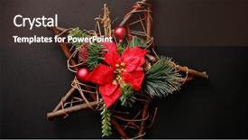  Presentation with red star - Cool new presentation with branches red balls and poinsettia backdrop and a tawny brown colored foreground