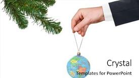  Presentation with christmas tree - Colorful slide set enhanced with branching map - hand with earth and christmas backdrop and a white colored foreground