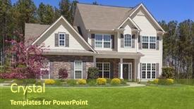  Presentation with modern trees - Cool new PPT layouts with brand architecture - beautiful newly constructed modern home backdrop and a tawny brown colored foreground