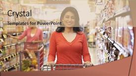  Presentation with decision - Presentation theme enhanced with brand decision - women shopping in supermarket background and a soft green colored foreground