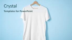  Presentation with design fashion - Beautiful slide set featuring brand fashion - white t-shirt on color background backdrop and a sky blue colored foreground