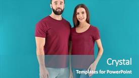 Presentation with design fashion - Amazing PPT layouts having brand fashion - young man and woman backdrop and a teal colored foreground