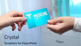  Presentation with medical service - Slides enhanced with medical service concept female hand background and a light blue colored foreground