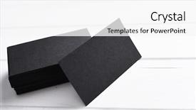  Presentation with business cards - Slides having brand identity - stack of black business cards background and a white colored foreground