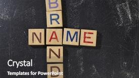  Presentation with positioning - Slide deck enhanced with brand name crossword with wooden background and a dark gray colored foreground