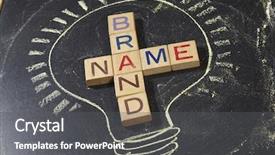  Presentation with positioning - PPT theme featuring brand name crossword with wooden background and a dark gray colored foreground