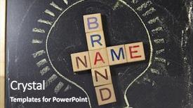  Presentation with brand - Theme with brand name crossword with wooden background and a dark gray colored foreground