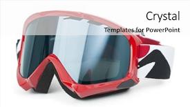  Presentation with sports wear ski goggles - PPT theme enhanced with brand new ski goggles isolated background and a pink colored foreground