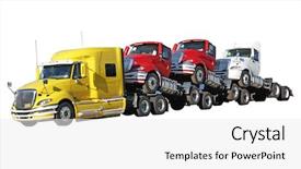  Presentation with trucks - Beautiful presentation theme featuring tractor trailer - brand new trucks isolated backdrop and a white colored foreground