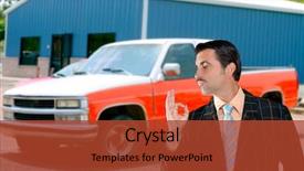  Presentation with salesperson - Slide deck consisting of brand new typical topic salesman background and a red colored foreground