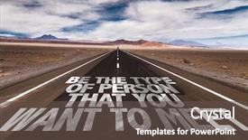  Presentation with desert - Amazing slide set having brand personality - be the type of person backdrop and a tawny brown colored foreground