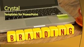  Presentation with branding - Slide set featuring brand personality - branding written on a wooden background and a tawny brown colored foreground