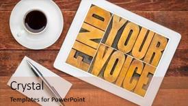  Presentation with personality concept - Audience pleasing PPT layouts consisting of brand personality - find your voice creativity concept backdrop and a coral colored foreground