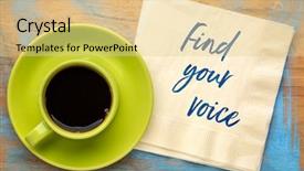  Presentation with voice - Audience pleasing PPT layouts consisting of brand personality - find your voice text -handwriting backdrop and a blonde colored foreground