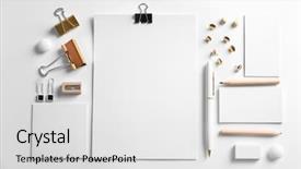  Presentation with branding - Amazing slides having brand promotion - blank items as mockups backdrop and a light gray colored foreground