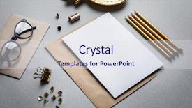  Presentation with branding - Colorful PPT theme enhanced with brand promotion - blank items as mockups backdrop and a sky blue colored foreground