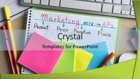  Presentation with marketing - Presentation design consisting of brand promotion - stationery and computer on table background and a light blue colored foreground