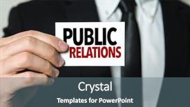  Presentation with public relation - PPT layouts having brand related - business man holding a card background and a ocean colored foreground