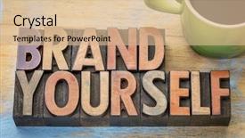  Presentation with brand - Colorful presentation design enhanced with brand yourself word abstract backdrop and a coral colored foreground