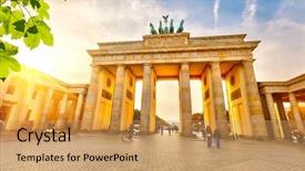  Presentation with summer - PPT theme consisting of brandenburg gate at summer berlin background and a yellow colored foreground