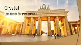  Presentation with merger sunset - PPT layouts with brandenburg gate at sunset berlin background and a lemonade colored foreground